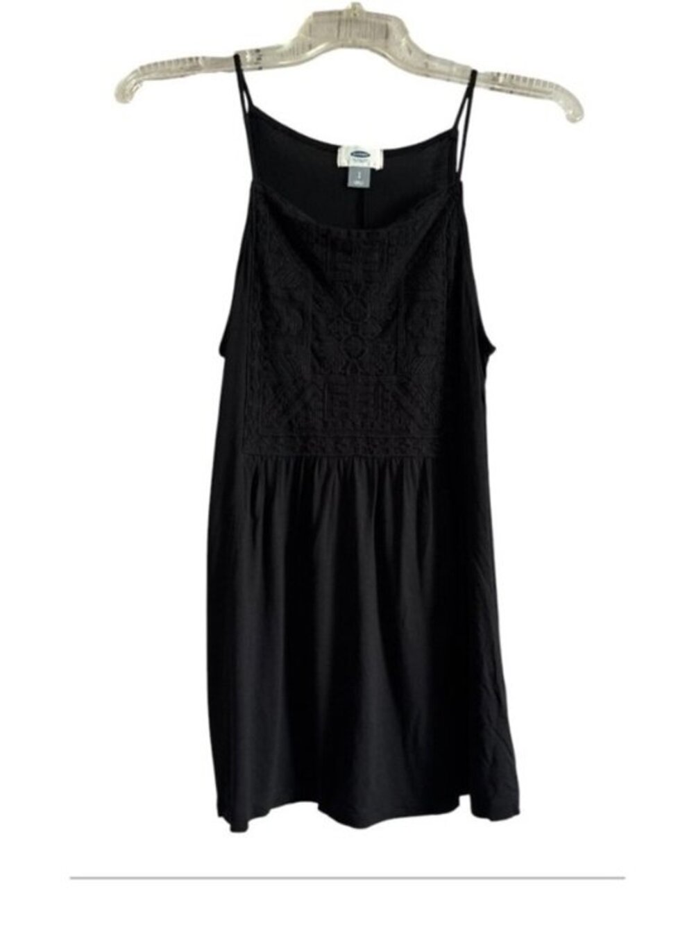 Old Navy Black Spaghetti Strap Tank Top Gathered Front Size SP